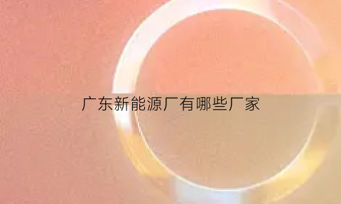 广东新能源厂有哪些厂家