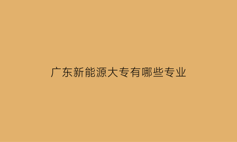 广东新能源大专有哪些专业(广东省那个学校有新能源专业)