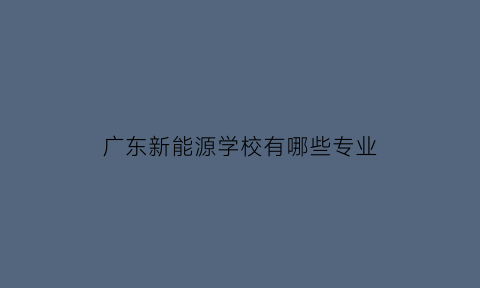 广东新能源学校有哪些专业