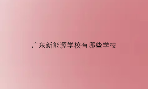 广东新能源学校有哪些学校