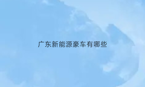 广东新能源豪车有哪些