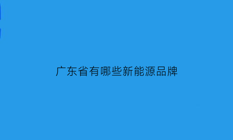 广东省有哪些新能源品牌