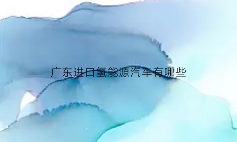 广东进口氢能源汽车有哪些