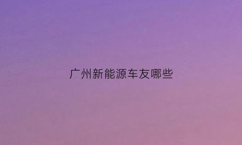 广州新能源车友哪些