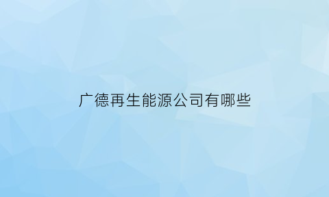 广德再生能源公司有哪些