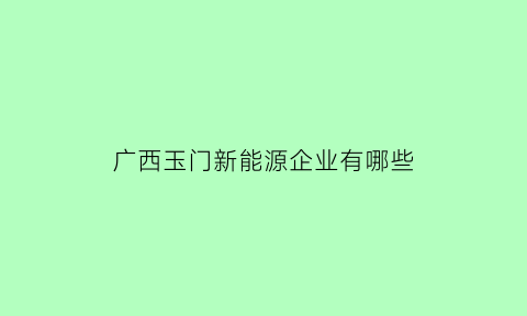 广西玉门新能源企业有哪些(玉门市新能源科技发展有限公司)