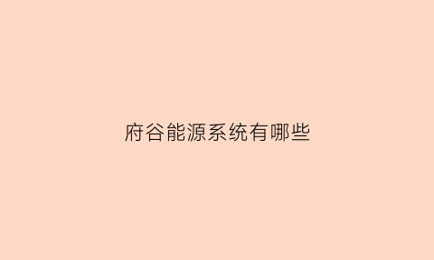 府谷能源系统有哪些