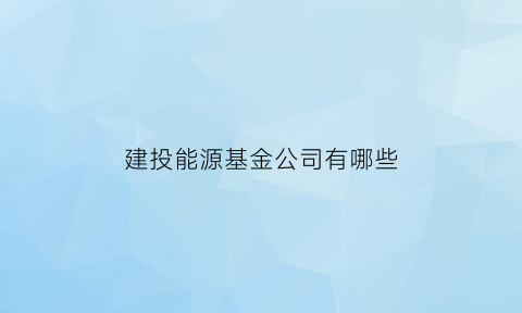 建投能源基金公司有哪些