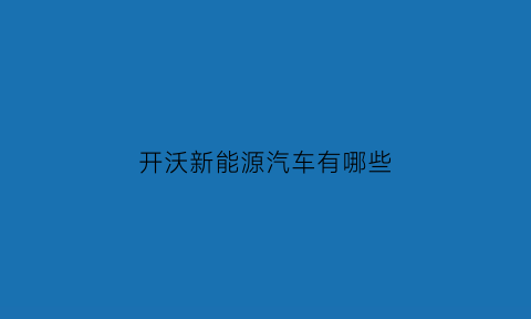 开沃新能源汽车有哪些