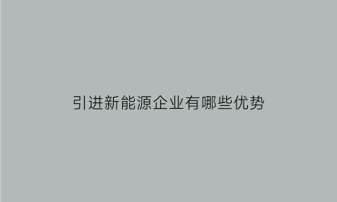 引进新能源企业有哪些优势