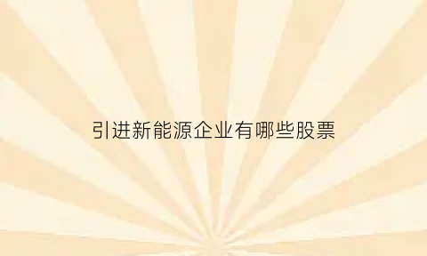 引进新能源企业有哪些股票(引进新能源企业有哪些股票板块)