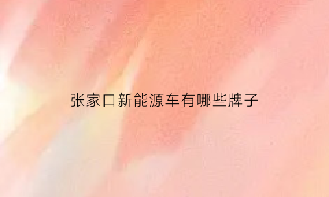 张家口新能源车有哪些牌子