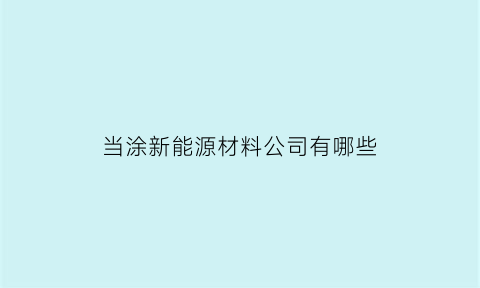 当涂新能源材料公司有哪些