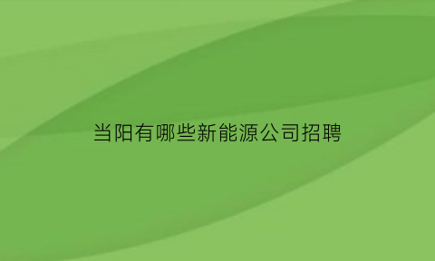 当阳有哪些新能源公司招聘