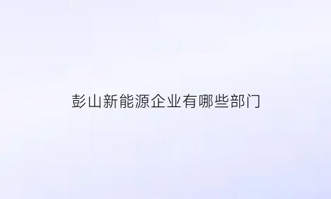 彭山新能源企业有哪些部门