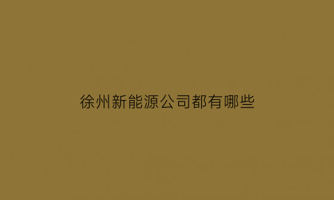 徐州新能源公司都有哪些