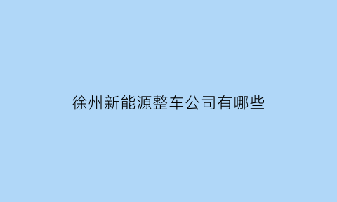 徐州新能源整车公司有哪些