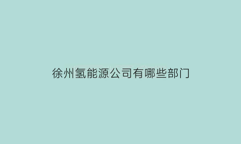 徐州氢能源公司有哪些部门