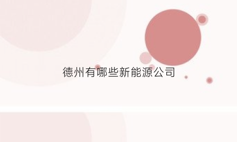 德州有哪些新能源公司