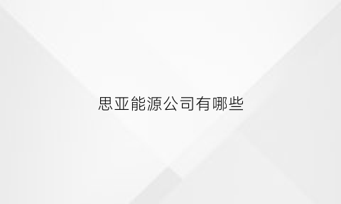 思亚能源公司有哪些