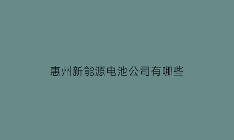 惠州新能源电池公司有哪些