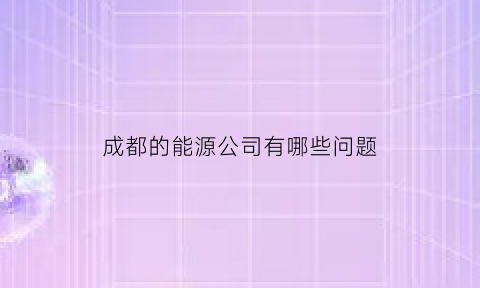 成都的能源公司有哪些问题