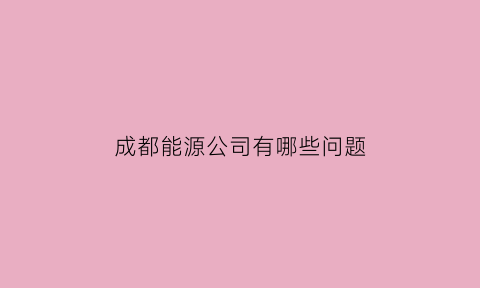 成都能源公司有哪些问题