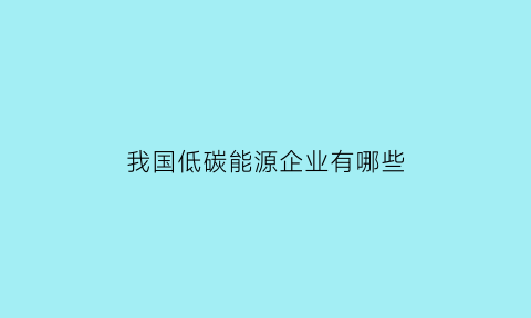 我国低碳能源企业有哪些