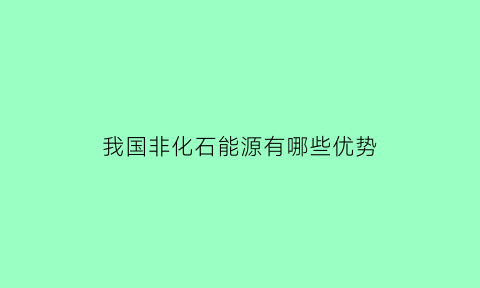 我国非化石能源有哪些优势