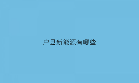 户县新能源有哪些(户县新能源公司)