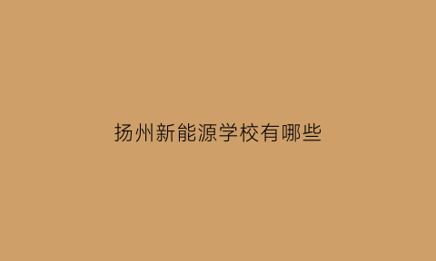 扬州新能源学校有哪些