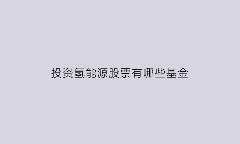 投资氢能源股票有哪些基金