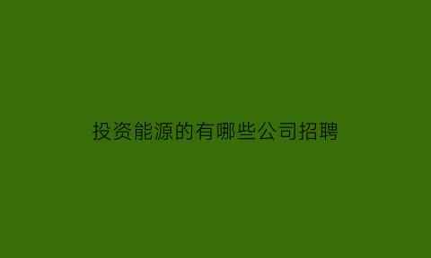 投资能源的有哪些公司招聘