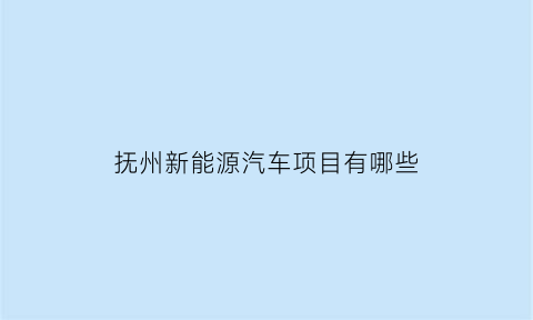 抚州新能源汽车项目有哪些