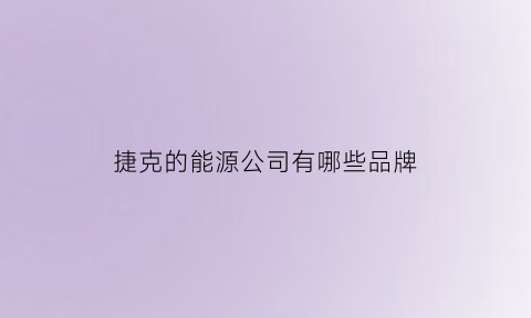 捷克的能源公司有哪些品牌