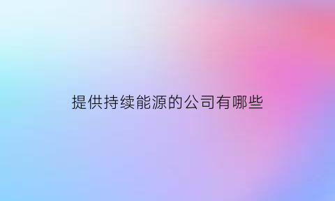 提供持续能源的公司有哪些