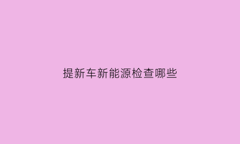 提新车新能源检查哪些