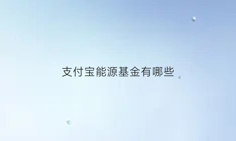 支付宝能源基金有哪些