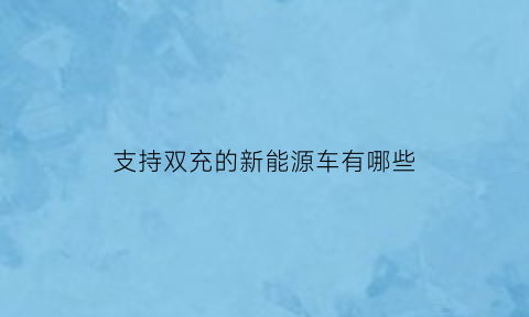 支持双充的新能源车有哪些