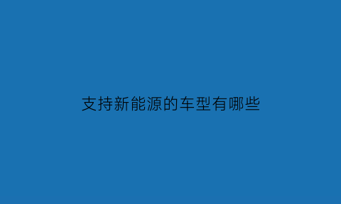 支持新能源的车型有哪些