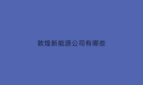 敦煌新能源公司有哪些