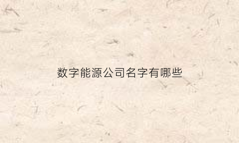 数字能源公司名字有哪些