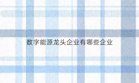 数字能源龙头企业有哪些企业