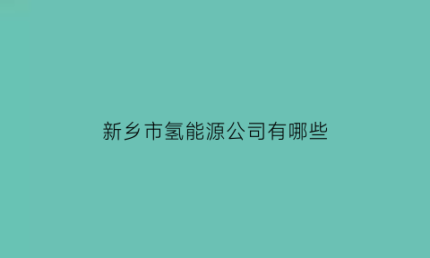 新乡市氢能源公司有哪些