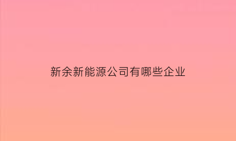 新余新能源公司有哪些企业