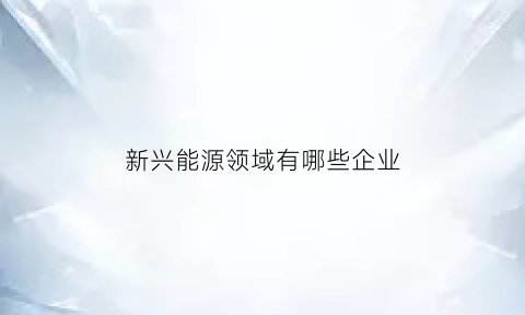 新兴能源领域有哪些企业