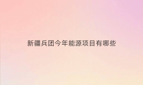 新疆兵团今年能源项目有哪些