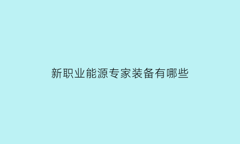 新职业能源专家装备有哪些