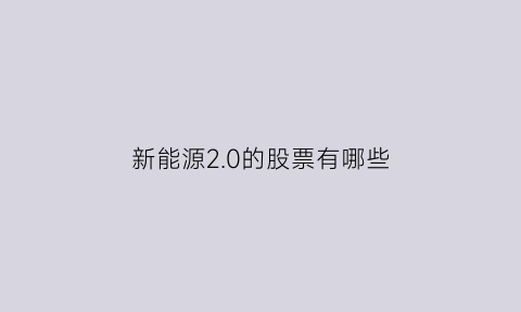 新能源2.0的股票有哪些