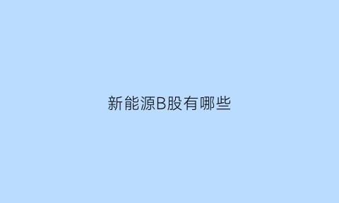 新能源B股有哪些